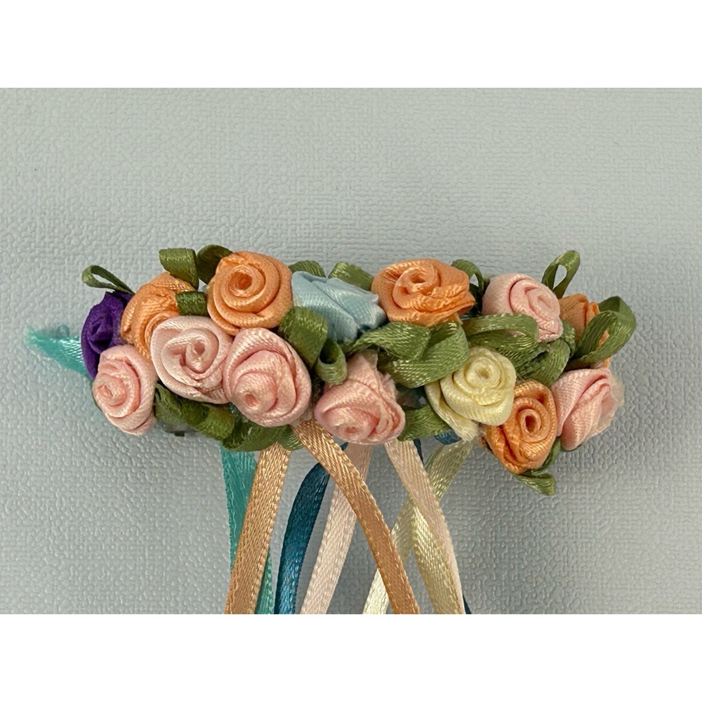 Vintage Satin Ribbon Rose Hair Clip Floral Barrette Cottagecore Fairycore